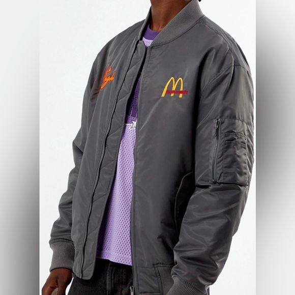 McDonald's Themed Charcoal Bomber Jacket Mens XL - Picture 3 of 3